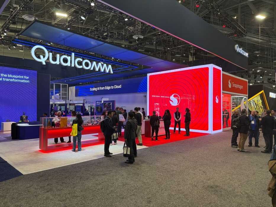 Qualcomm exhibit and attendees at CES 2026